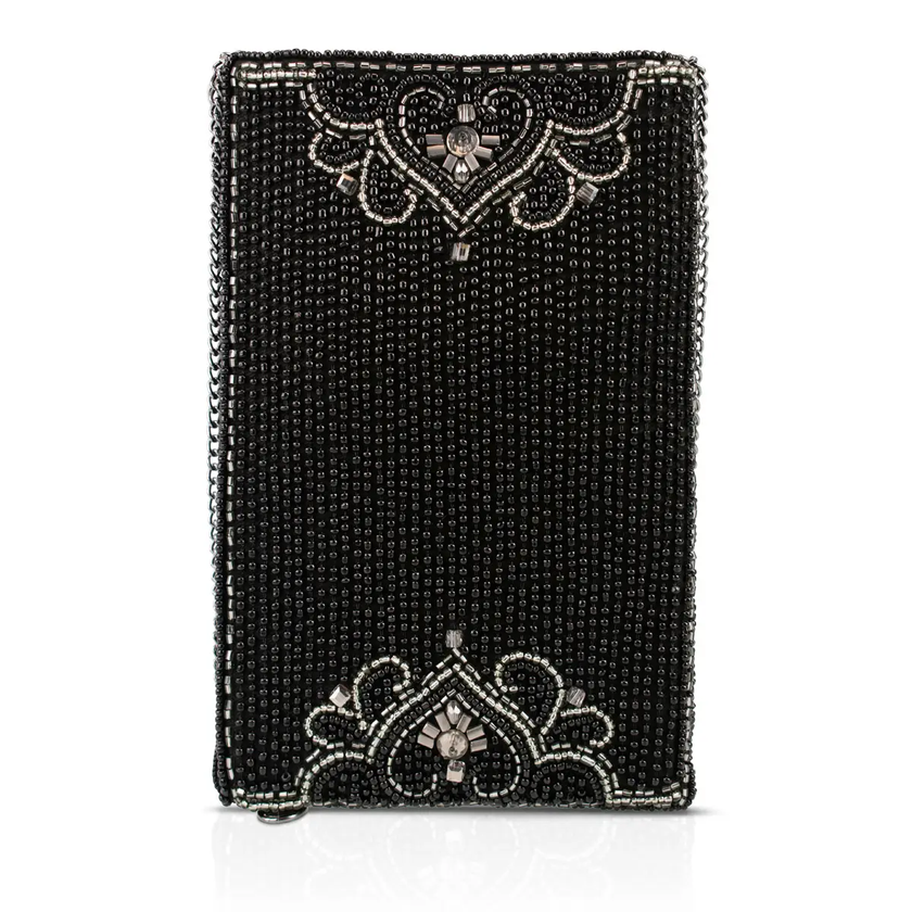 Encore Black with Crystal Embroidery Phone Bag back
