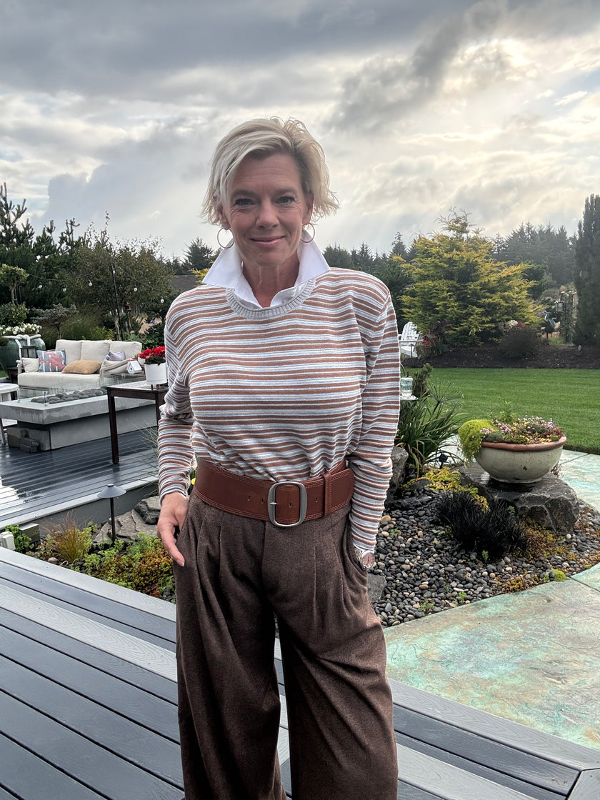 Textured Stripe Sweater Crew
