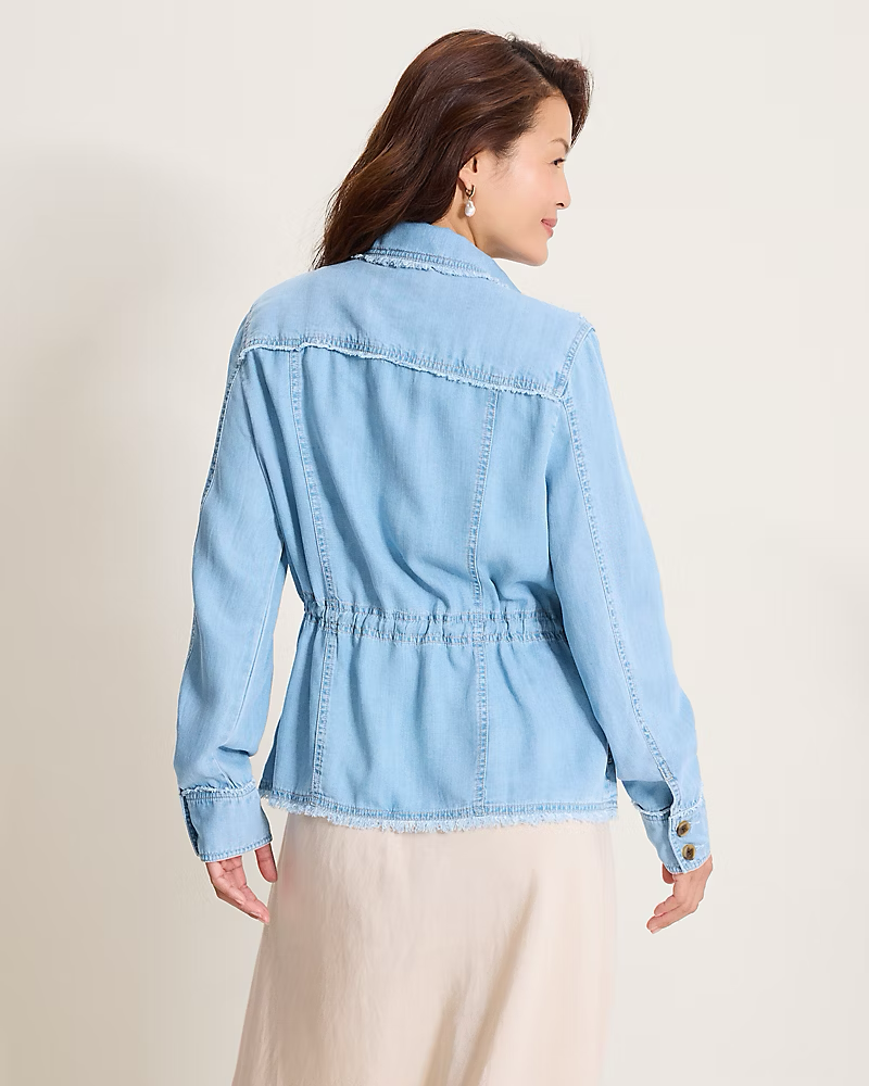 Chambray O'lei Utility Jacket, light wash-back