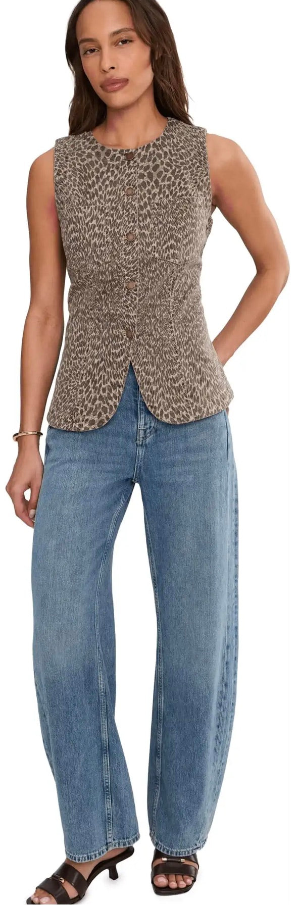 Crew Neck Split Front Vest