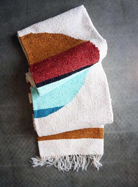 Tribe & True Handwoven Blanket - Earth Pastels Round folded