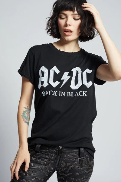 Recycled Karma AC/DC Back In Black Tee - Black (Front)