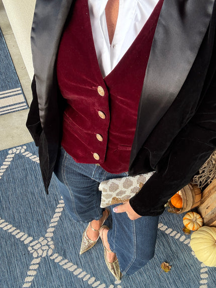 A Velvet Vest front styled