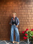 Bluevine High Rise EMB  Wide Leg