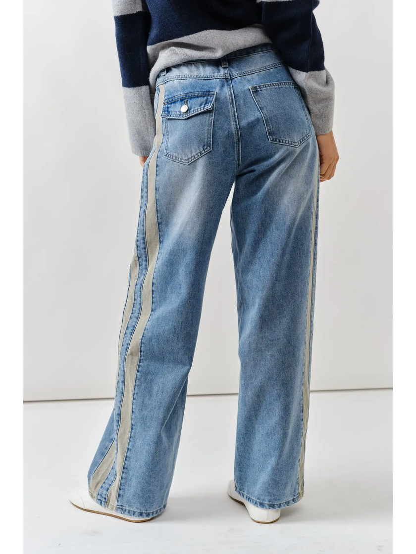 Contrast Line Detail Slouchy Straight Jean back