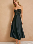 Convertible Lace Satin Corset Midi Dress