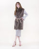 Vertical Ribbed Faux Fur Belted Vest khaki