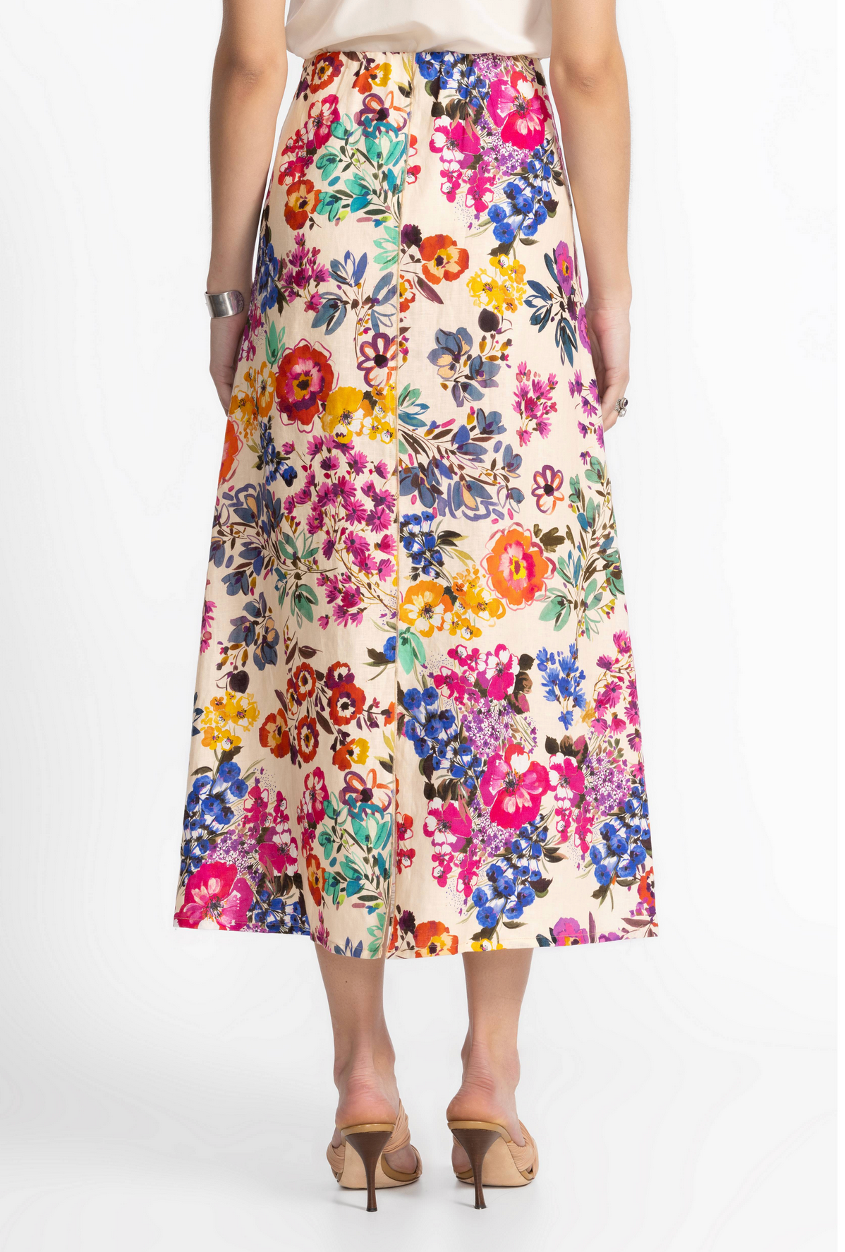 Johnny Was LINEN SEAMED SKIRT back