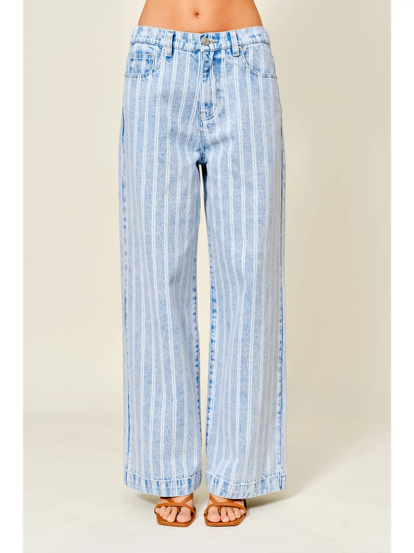 Alex Striped Denim Barrel Pants