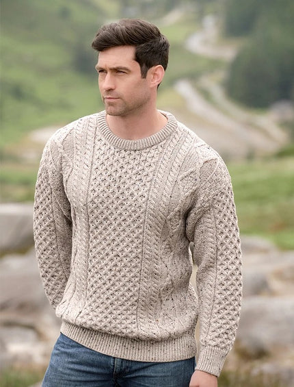 Conor Soft Crew Neck Wool Sweater, oatmeal-front