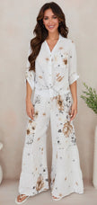 Garden Floral Linen Tiered Pant