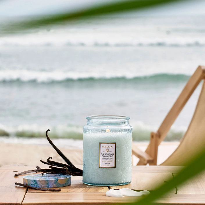 California Summers 18oz Large Candle Jar lit
