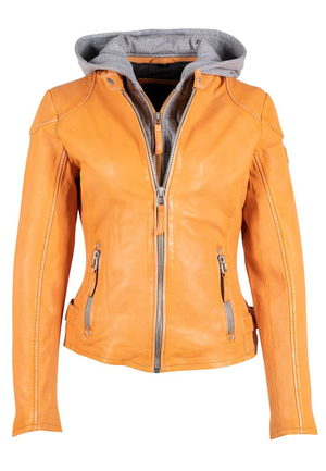 Finja RF Leather Jacket front orange