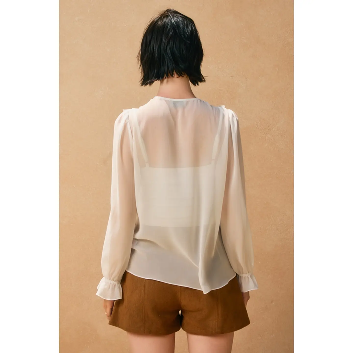 Erosion Chiffon Blouse, ivory-back