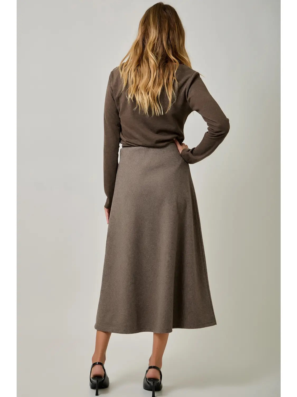 The Clover Wool Blend Midi Skirt