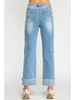 High Rise Star & Heart Patched Dad Jean