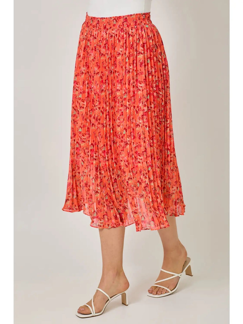 Printed Chiffon Pleats Skirt