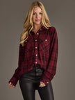 Autumns Plaid Button Up, maroon/black-front