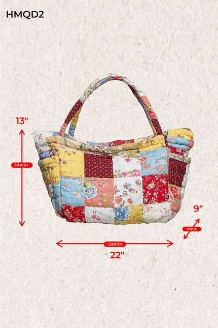 Bloom Quilted Floral Patchwork Carryall Tote Bag