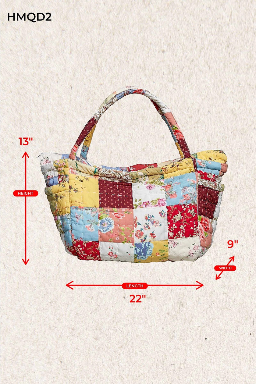 Bloom Quilted Floral Patchwork Carryall Tote Bag