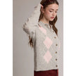 Argyle Collared Button Front Knit Cardigan