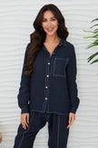 Linen LS Button Down W Edge Detail