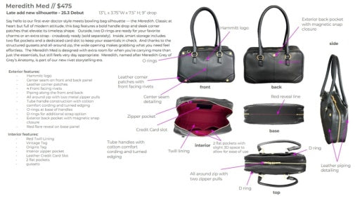 meredith med chocolate diamond suede/antique gold NA bag diagram