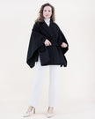 Notched Lapel Belted Tailored Cape black
