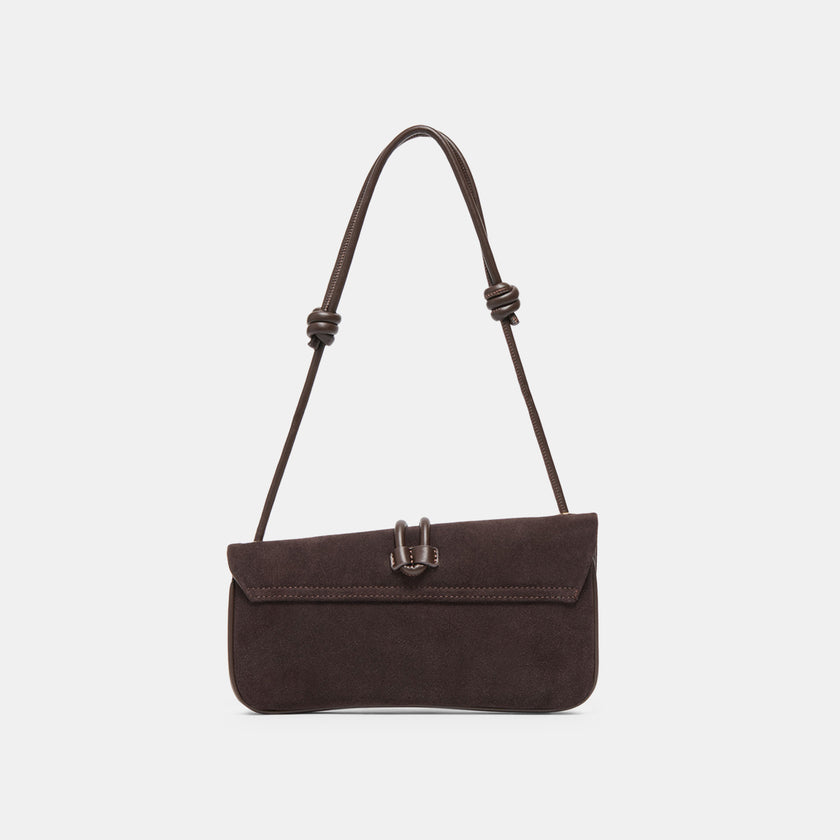 Balen Suede Shoulder Bag | Chocolate back