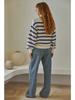 Womens Striped Sweater ivory blue back