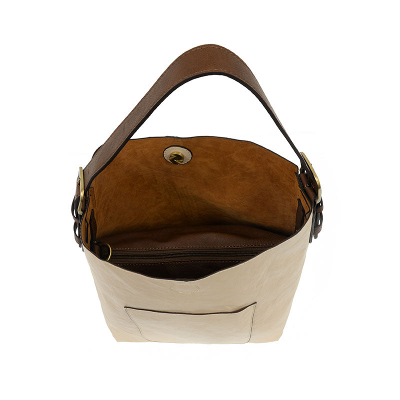 Joy Hobo Handbag - Metallic Pearl & Coffee Handle