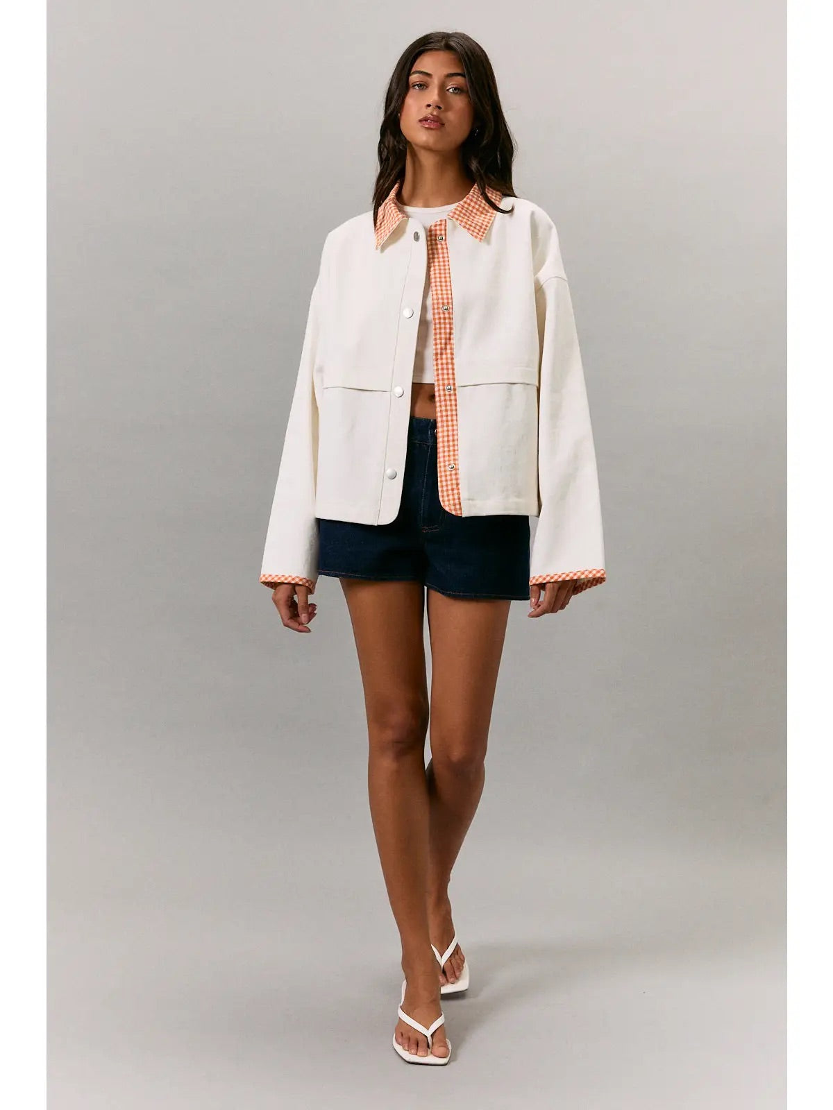 Jacket with Gingham Trim