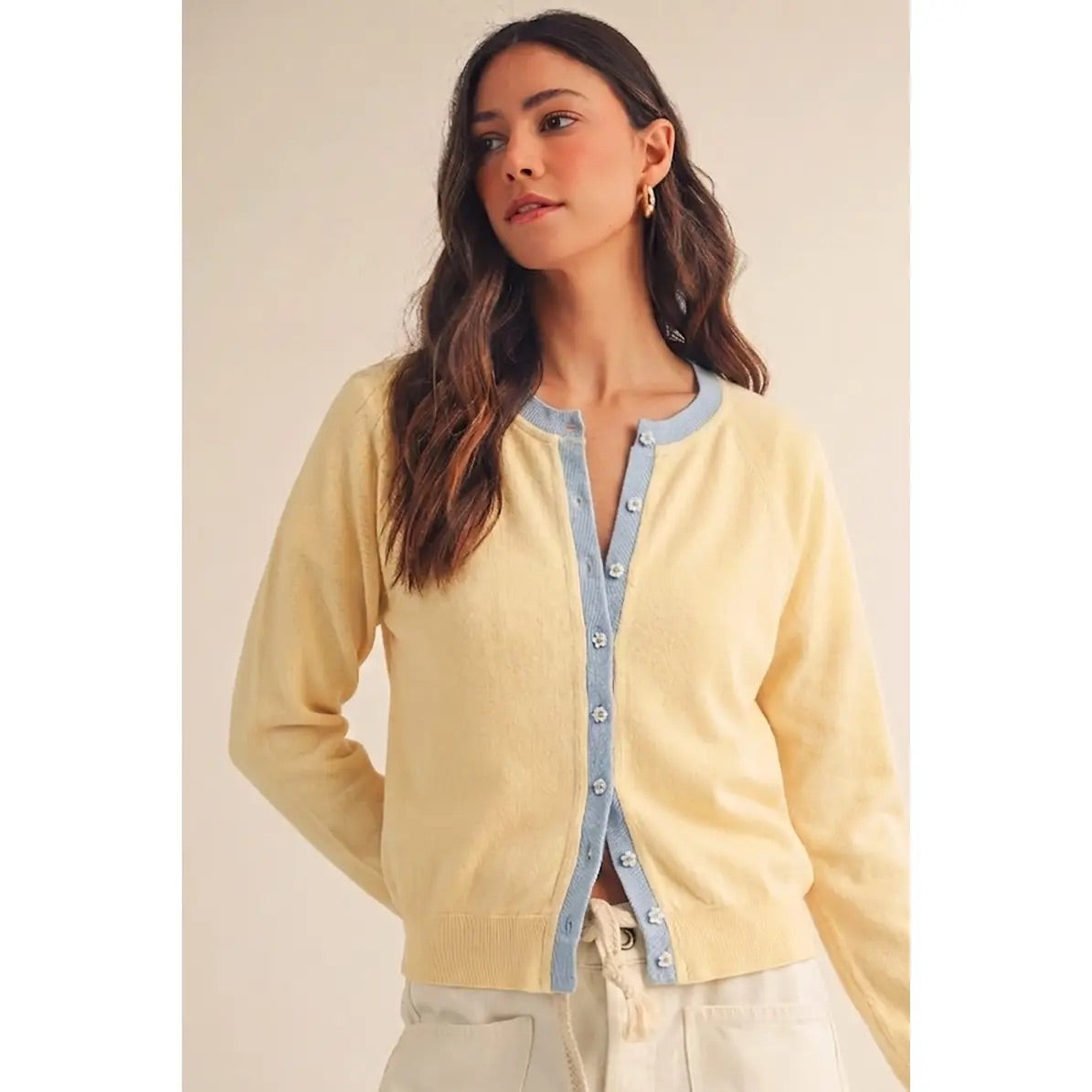 Soft Breeze Contrast Trim Cardigan