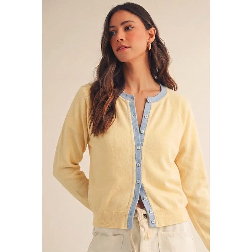 Soft Breeze Contrast Trim Cardigan