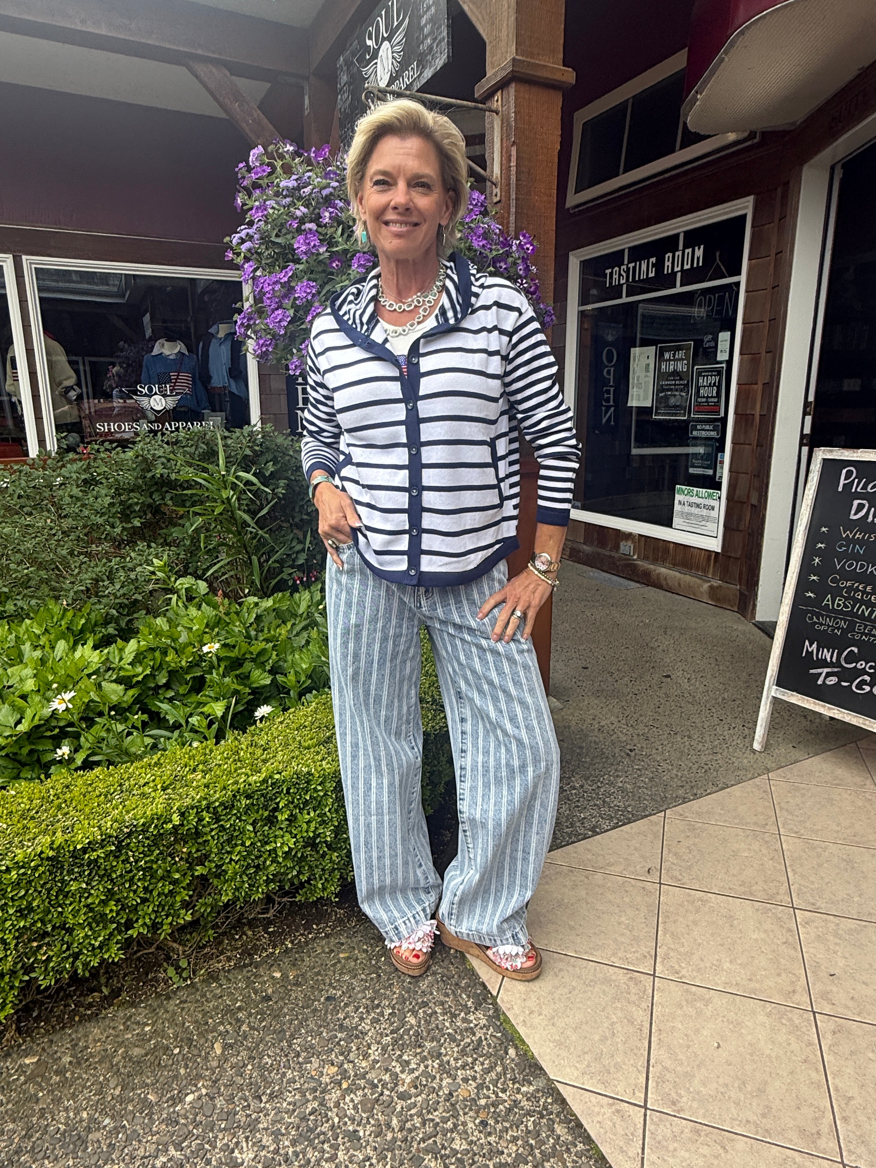Judy Multi Stripe Hoodie, marine-front