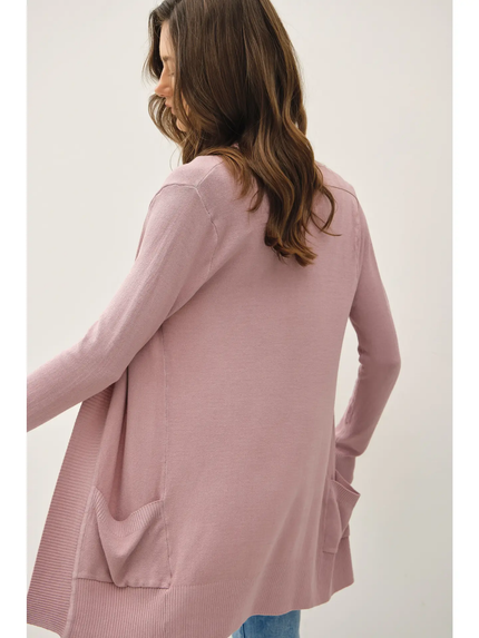 Kora Blend Knit Open Cardigan mauve back