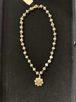Grey & Cream Beaded Necklace with Bee Pendant nw 24 72