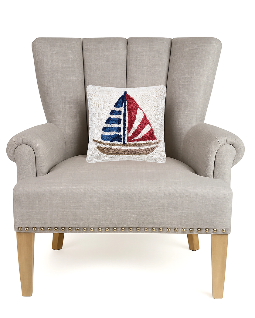 Stripe Sailboat Pillow