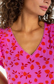 Short Sleeve Flutter V-Neck Woven Top