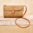 Ata Vine Rattan Straw Small Crossbody Bag-front