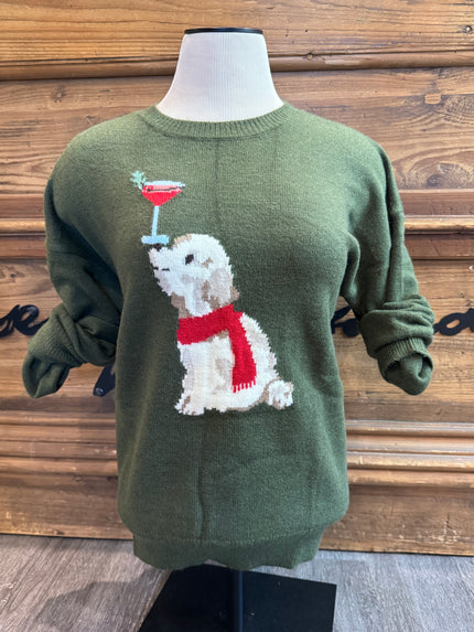 Cocktail Dog Round Neck Sweater