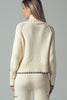 Zipper Front Knit Cardigan with Pocket Details cream back