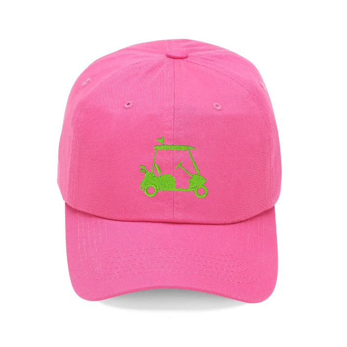 Golf Cart Embroidered Cap - Hot Pink 
