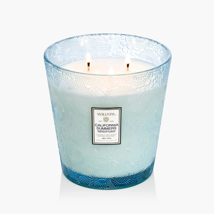 CALIFORNIA SUMMERS 3 WICK HEARTH CANDLE lit
