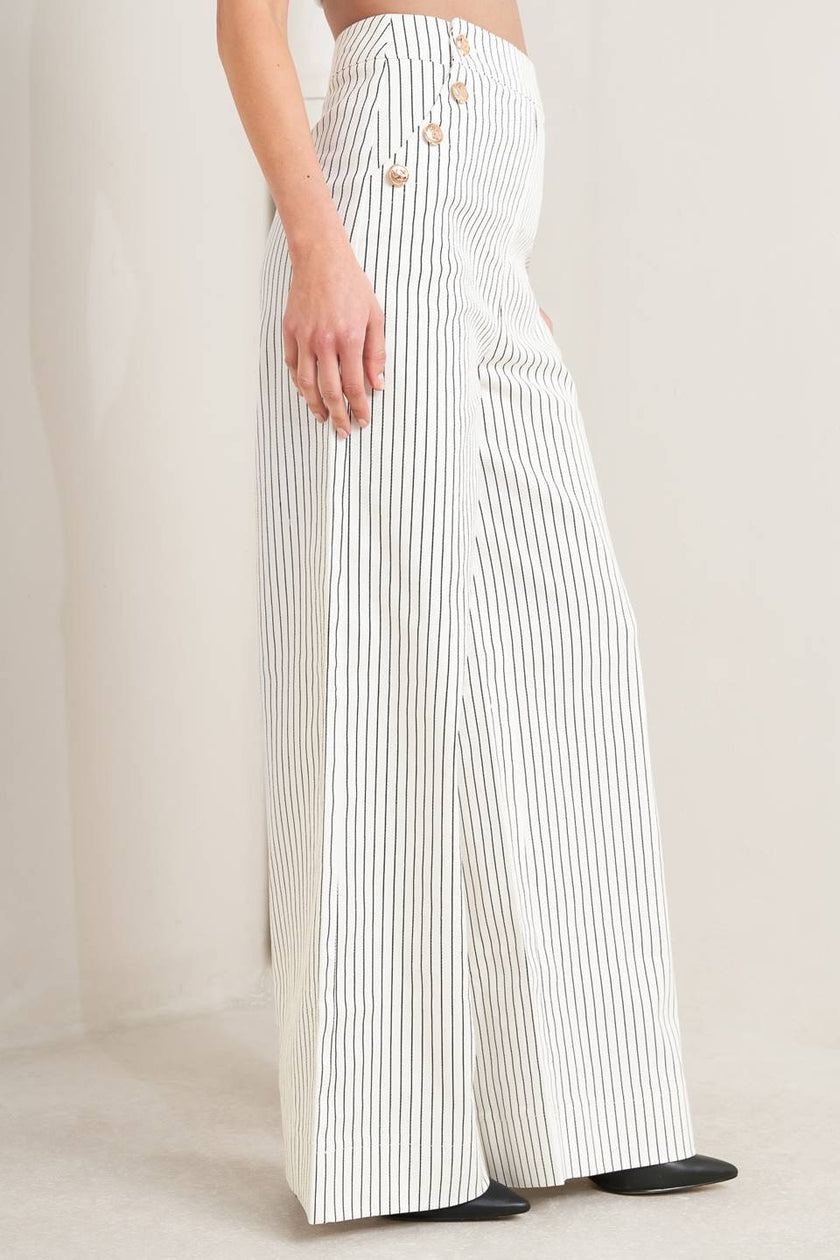 Donna striped woven pant, black/white-side