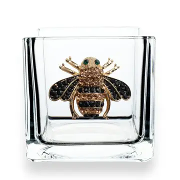 Queen Bee Jeweled 4x4 Candle Holder Vase