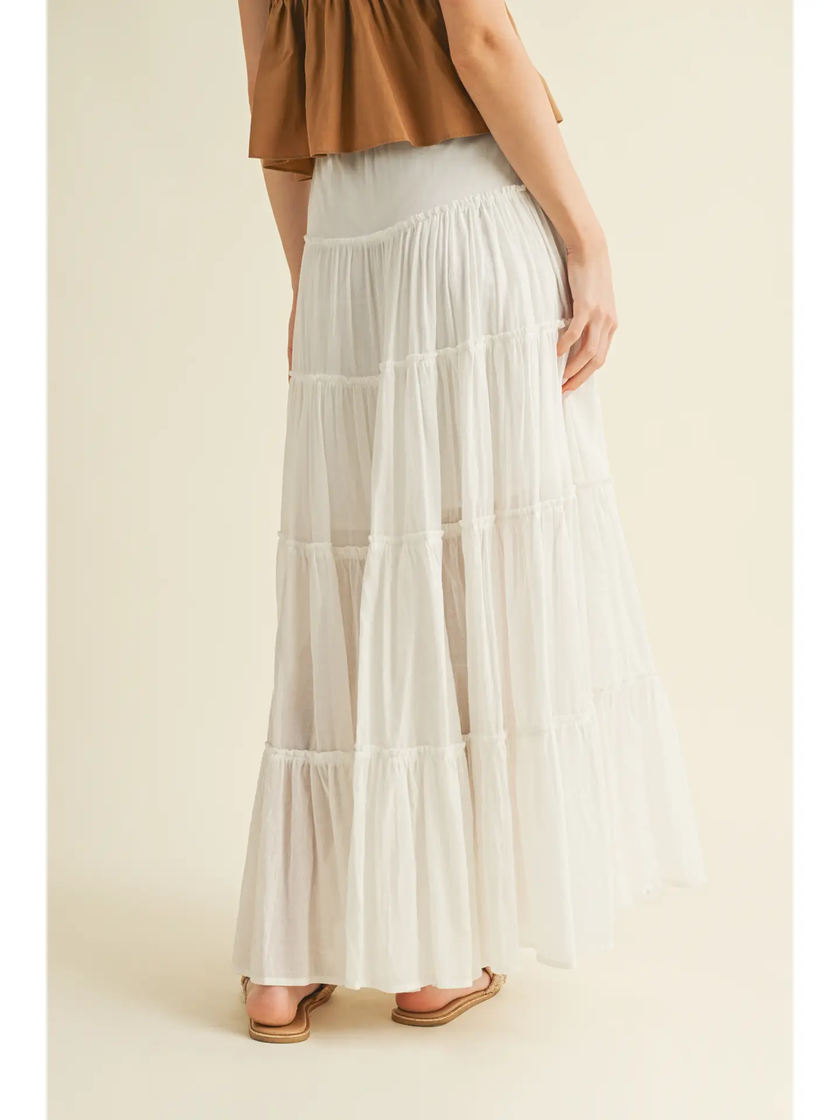 Robin Drawstring Detail Tiered Maxi Skirt back