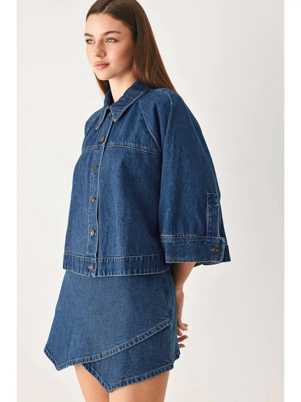 A Washed Denim Jacket, medium indigo-side