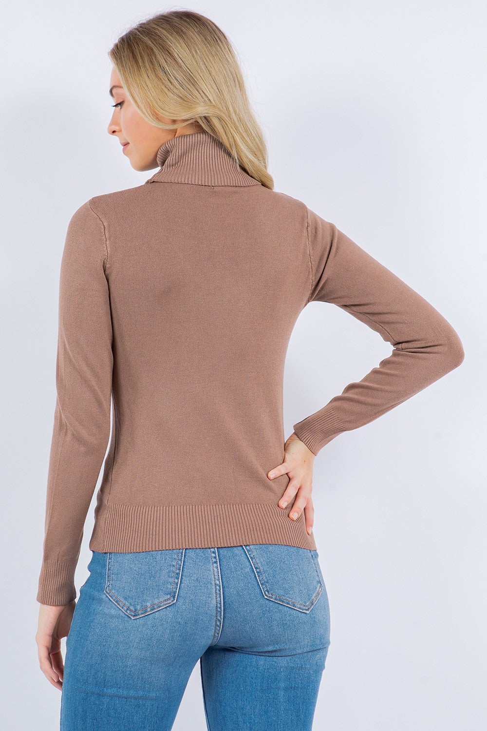 Carol Turtle Neck Sweater | Taupe back