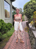 Bella Botanical Belted Jumpsuit, cream-front